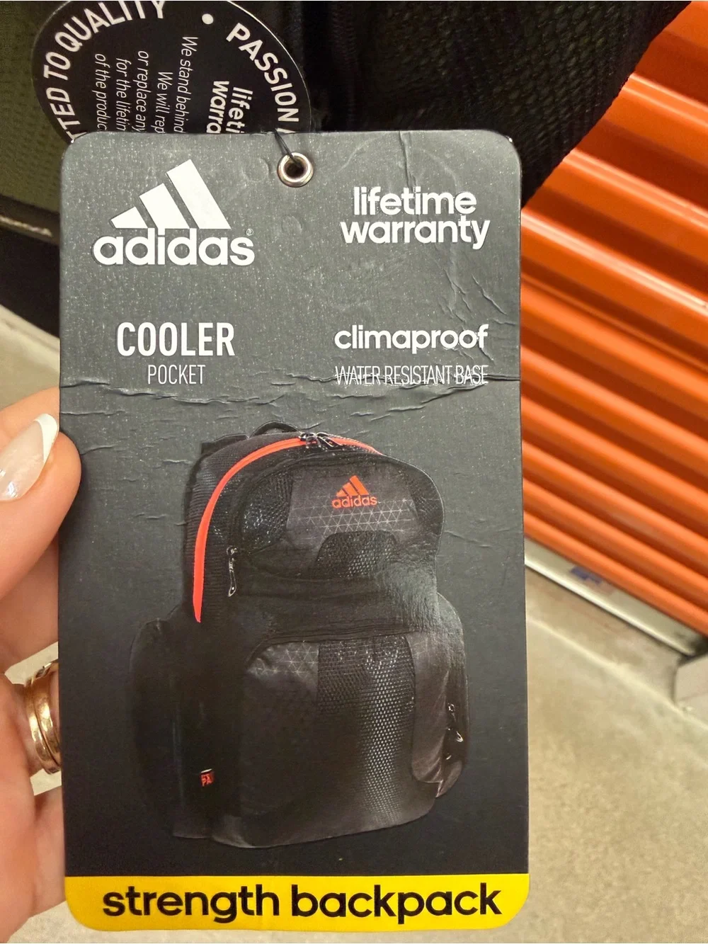 NWT Adidas Men's Climaproof Strenght Green/Black Athletic Backpack with Orange